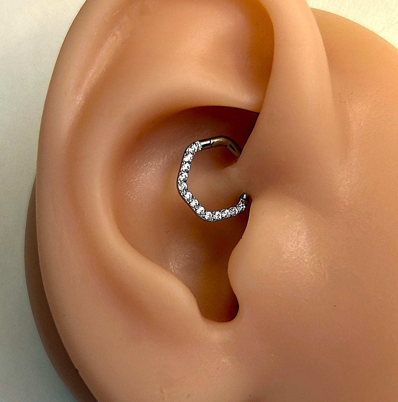 316L Steel 16g Hex Gem Clicker