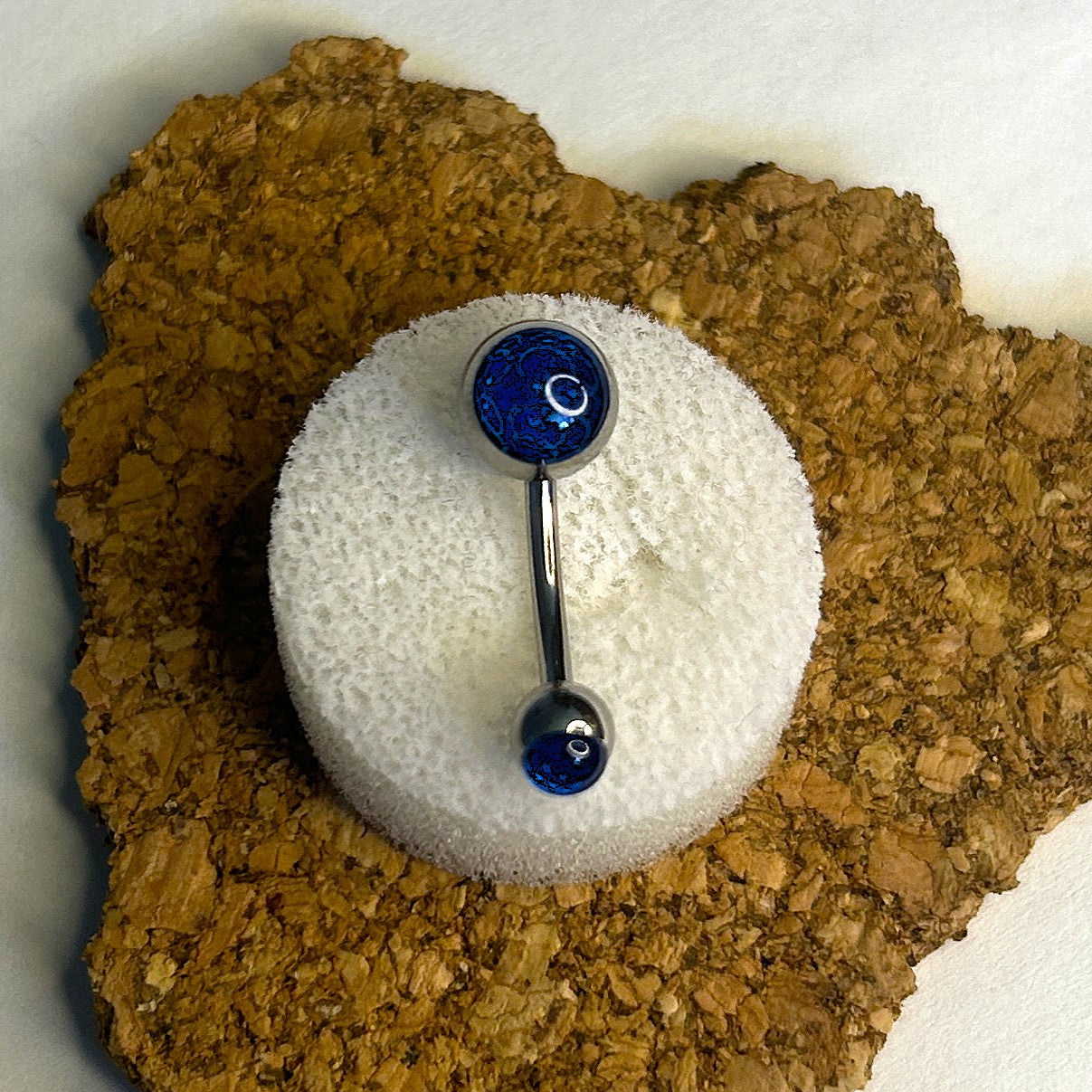 Navy Blue Holographic Belly Ring