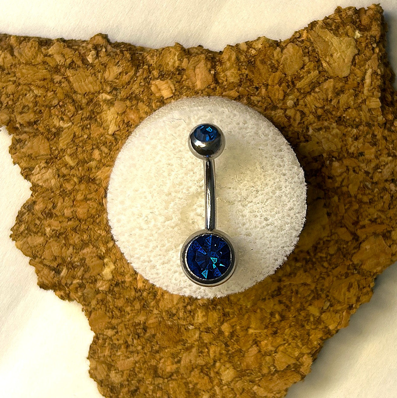Steel Double Gem Belly Ring