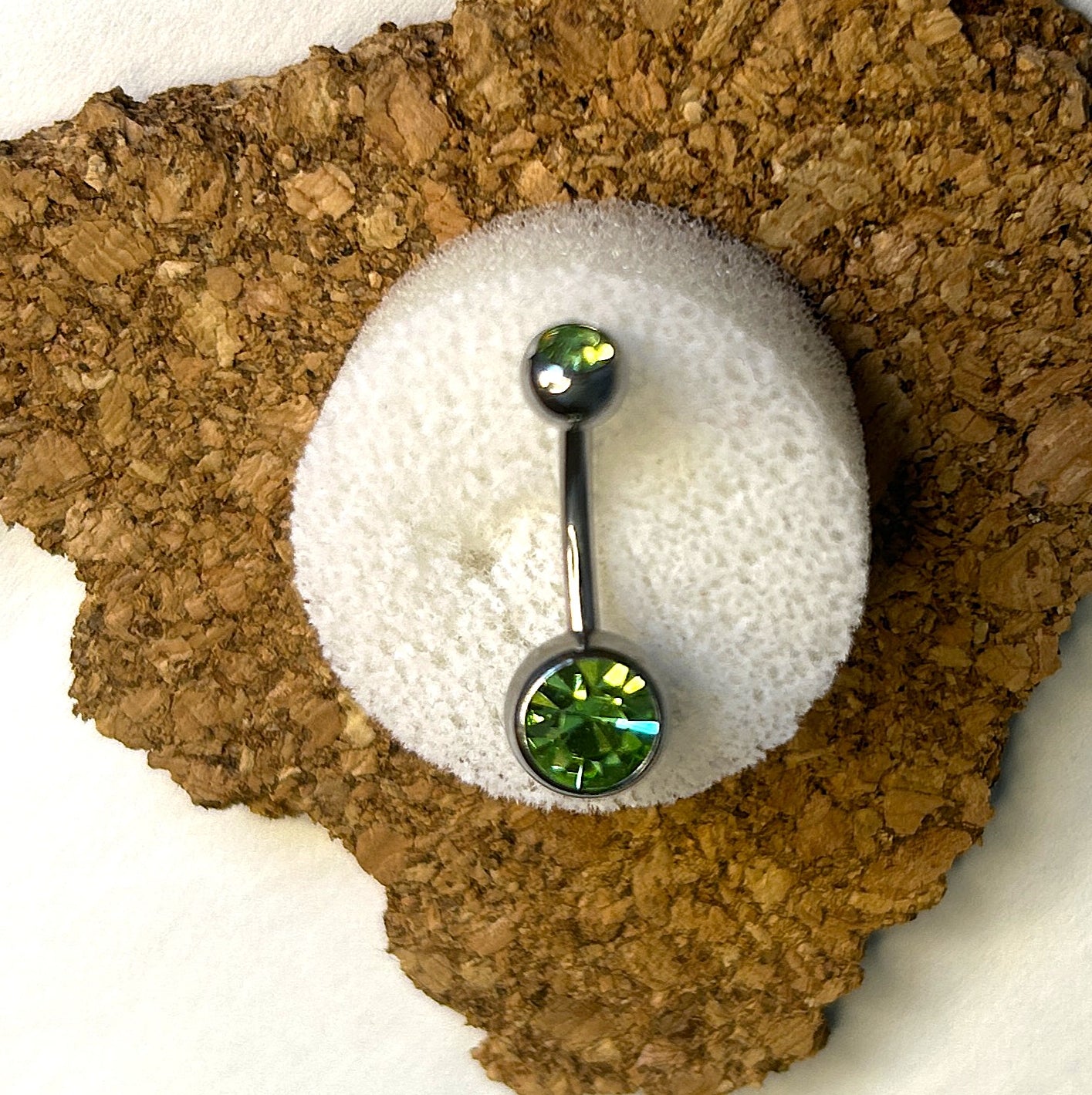 Steel Double Gem Belly Ring