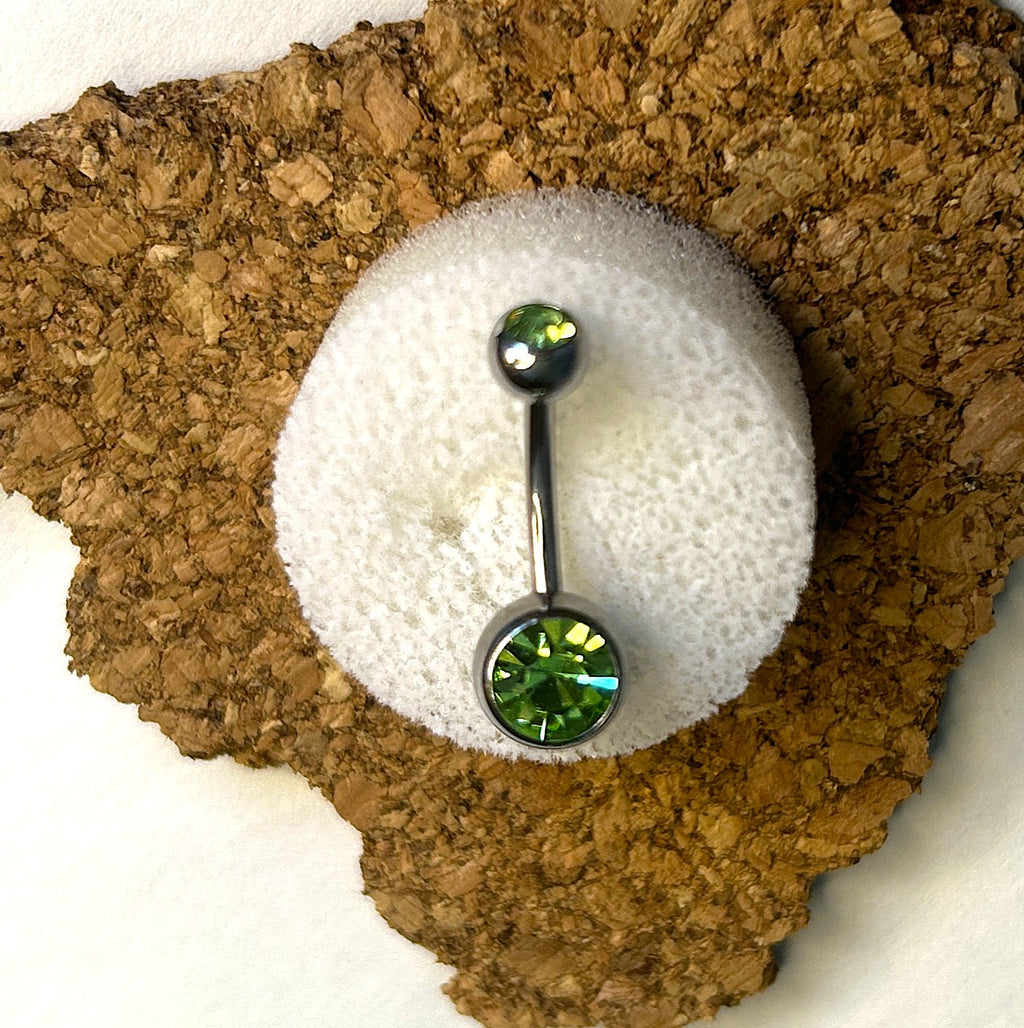 Light Green Double Gem Belly Ring