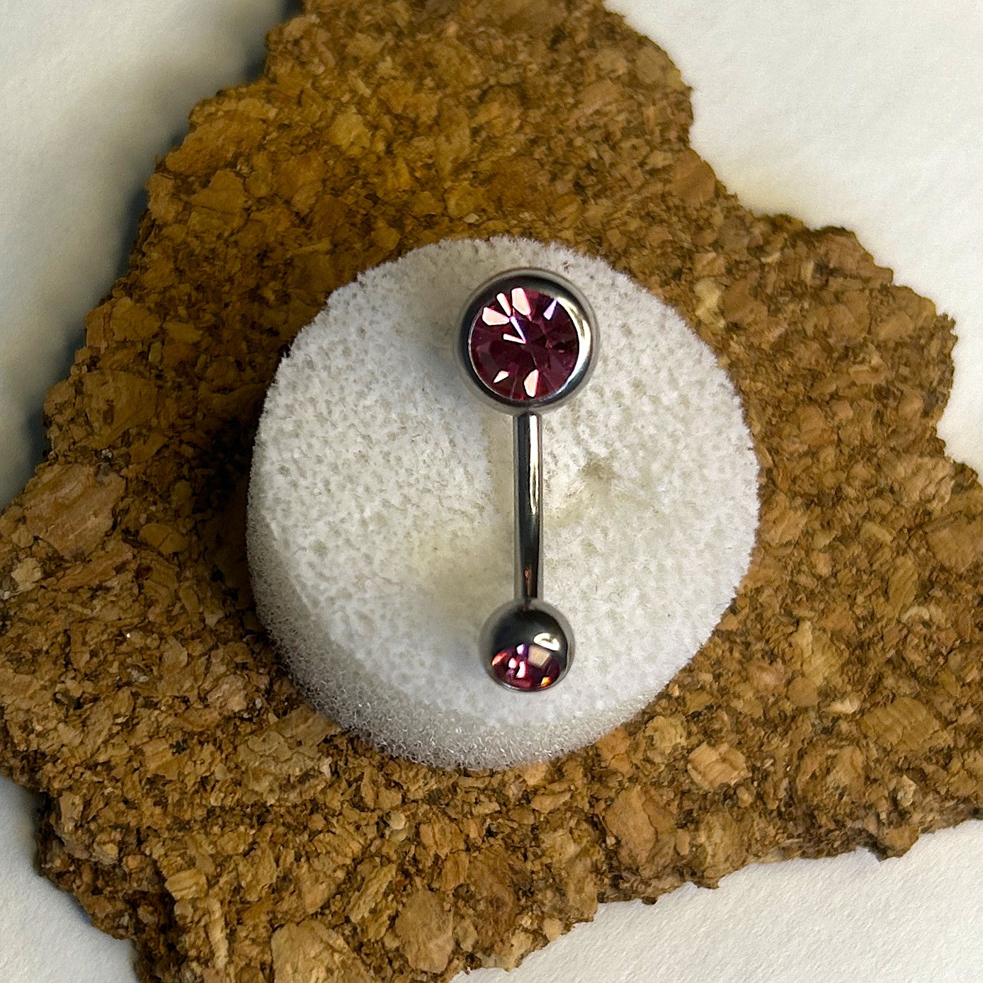 Steel Double Gem Belly Ring
