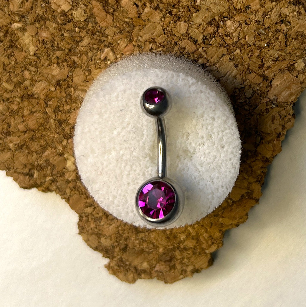 Dark Purple Double Gem Belly Ring
