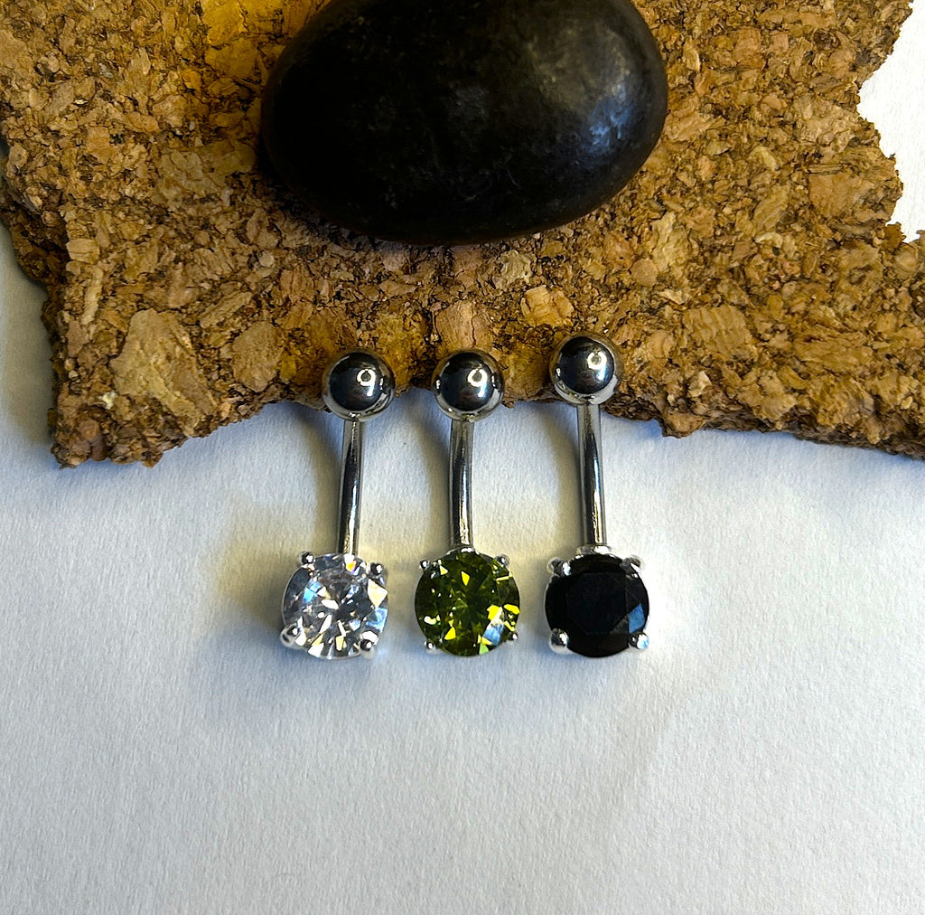 Peridot Faceted Prong Gem Belly Ring