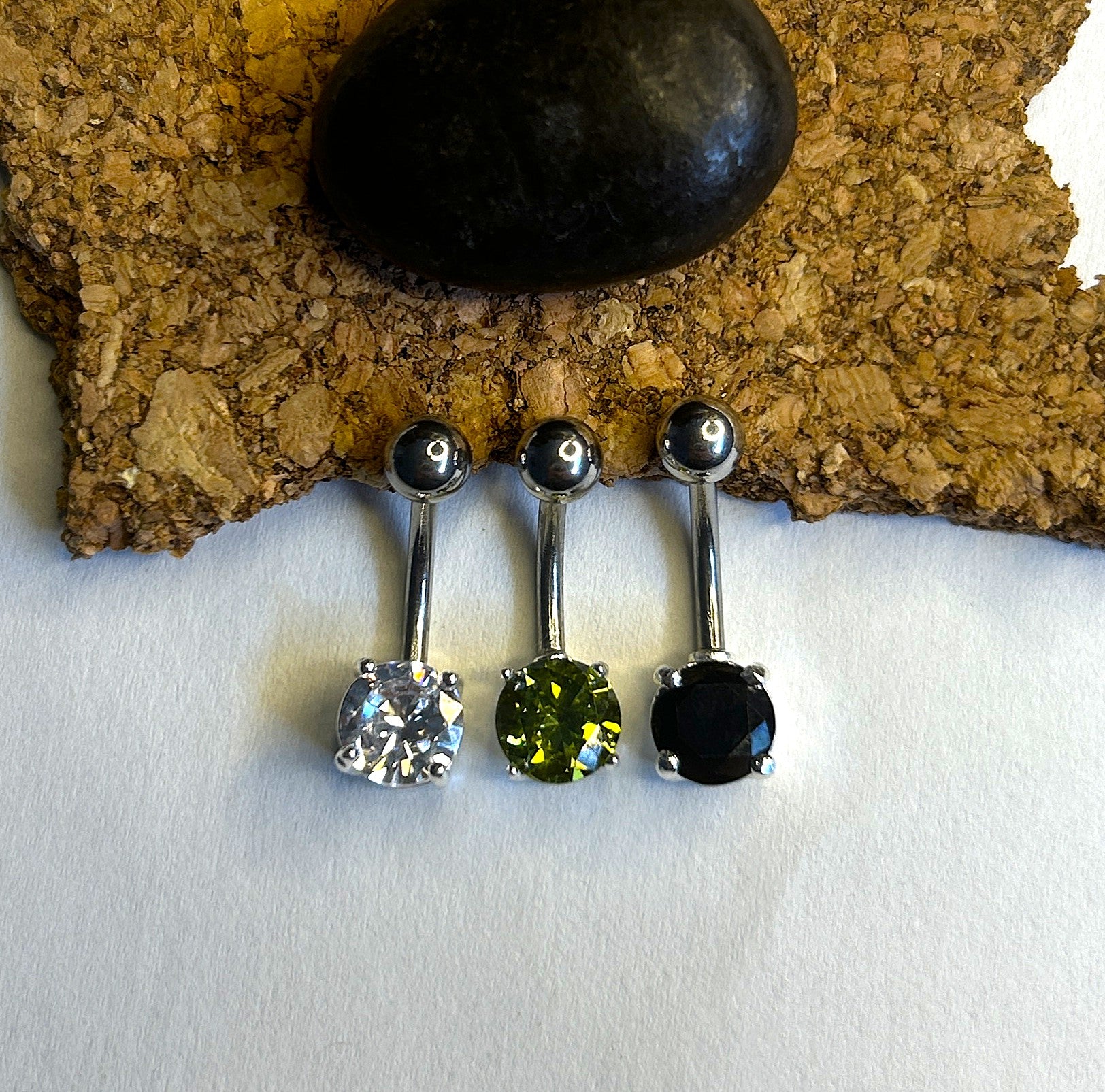 Peridot Faceted Prong Gem Belly Ring