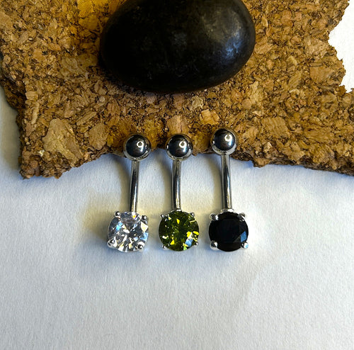 Black Faceted Prong Gem Belly Ring