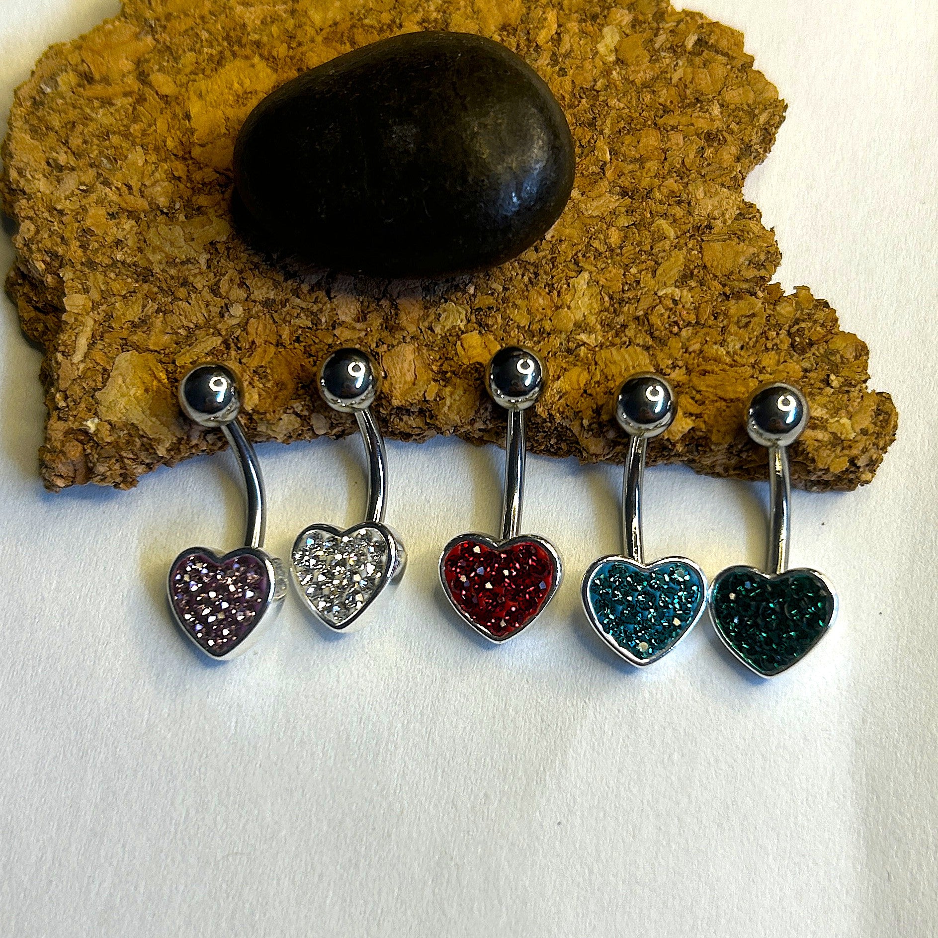 Red Gem Heart Belly Ring