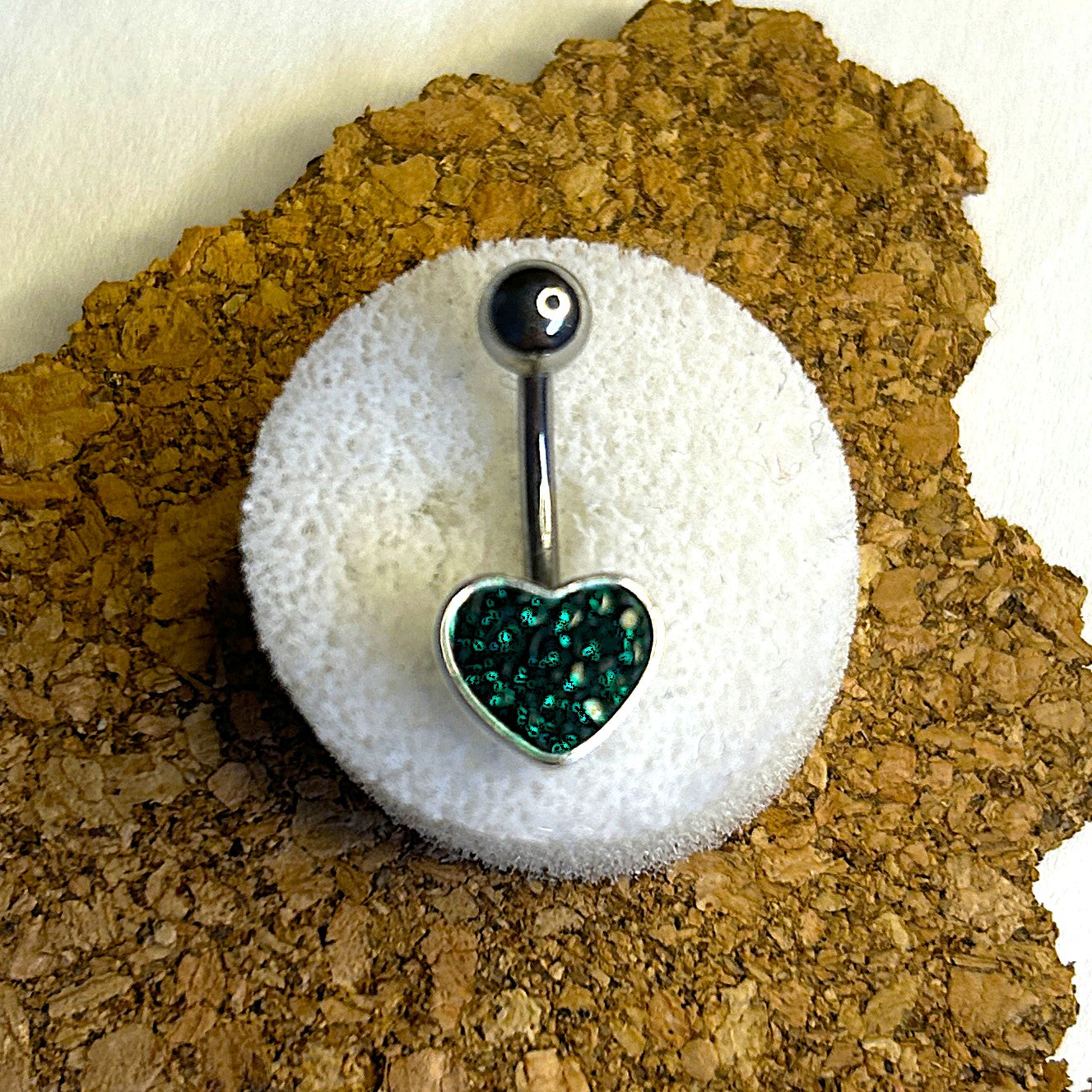 Emerald Gem Heart Belly Ring