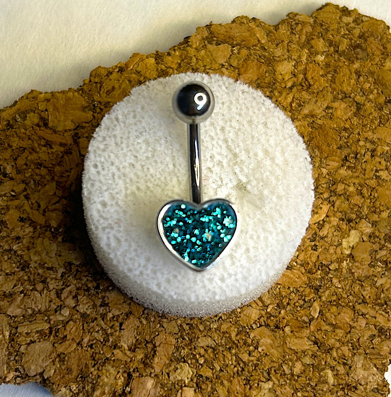 Steel Heart Gem Belly Ring