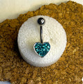 Turquoise Gem Heart Belly Ring