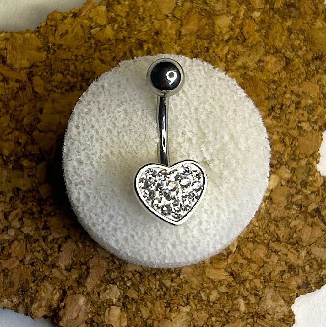 Clear Gem Heart Belly Ring