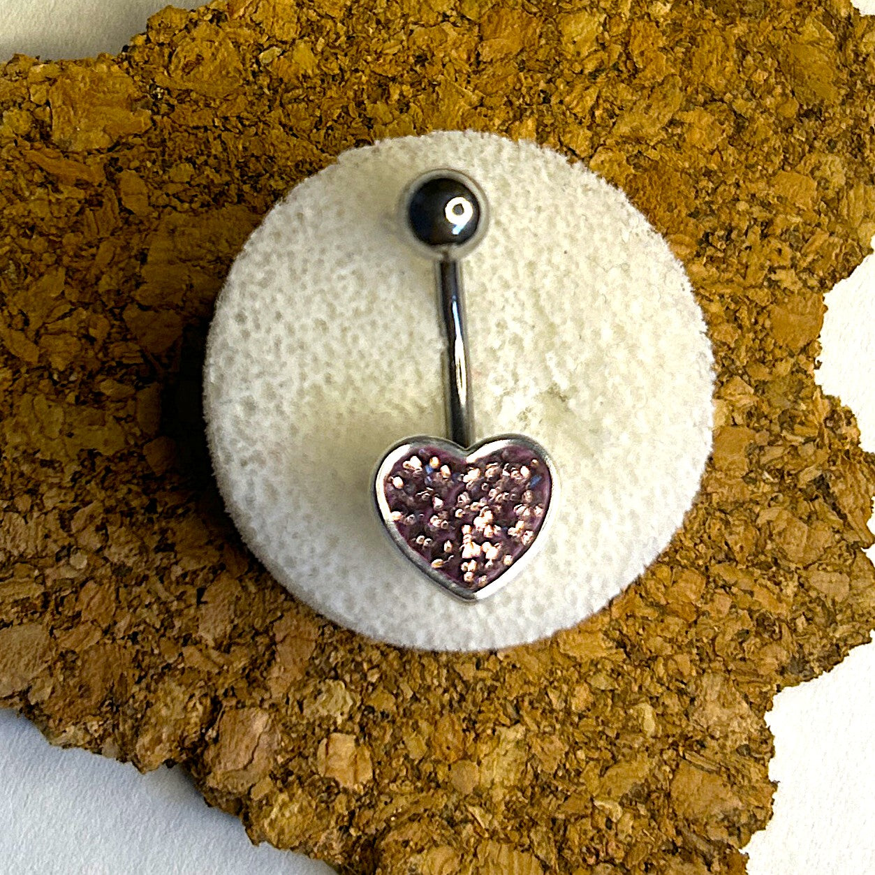 Light Purple Gem Heart Belly Ring