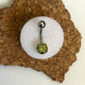 Peridot Faceted Prong Gem Belly Ring