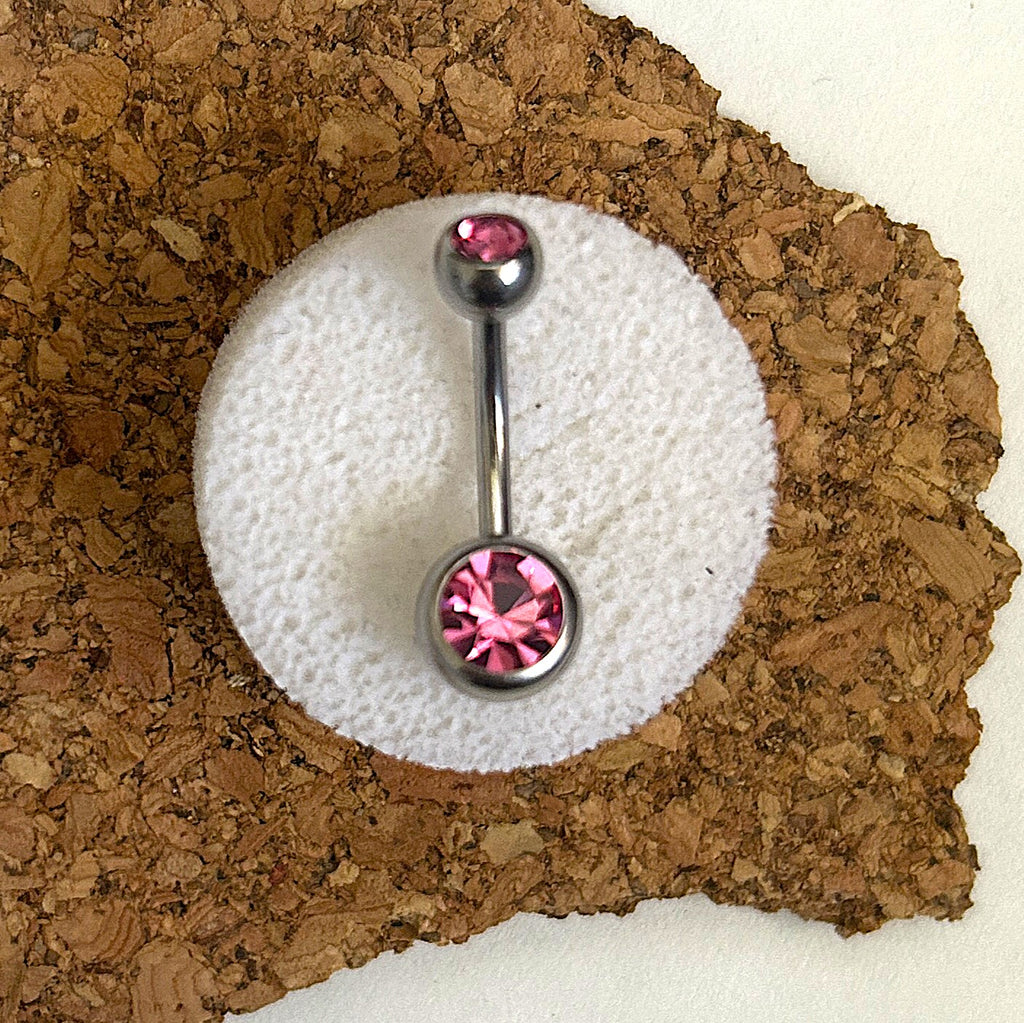 Pink Double Gem Belly Ring