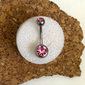 Pink Double Gem Belly Ring