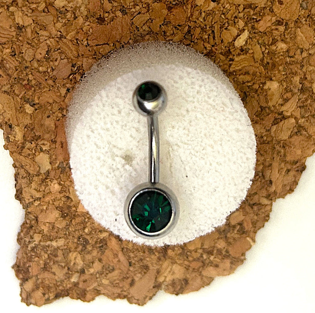 Emerald Double Gem Belly Ring