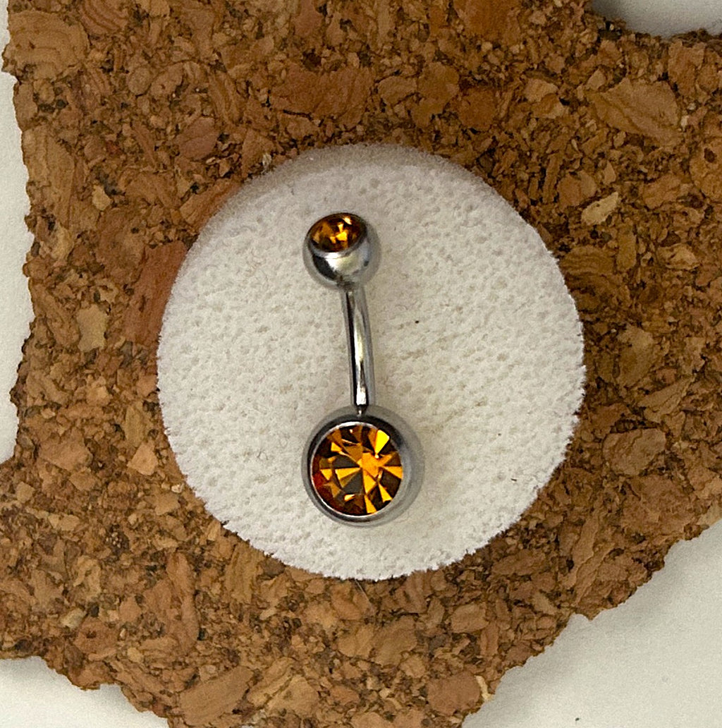 Topaz Double Gem Belly Ring