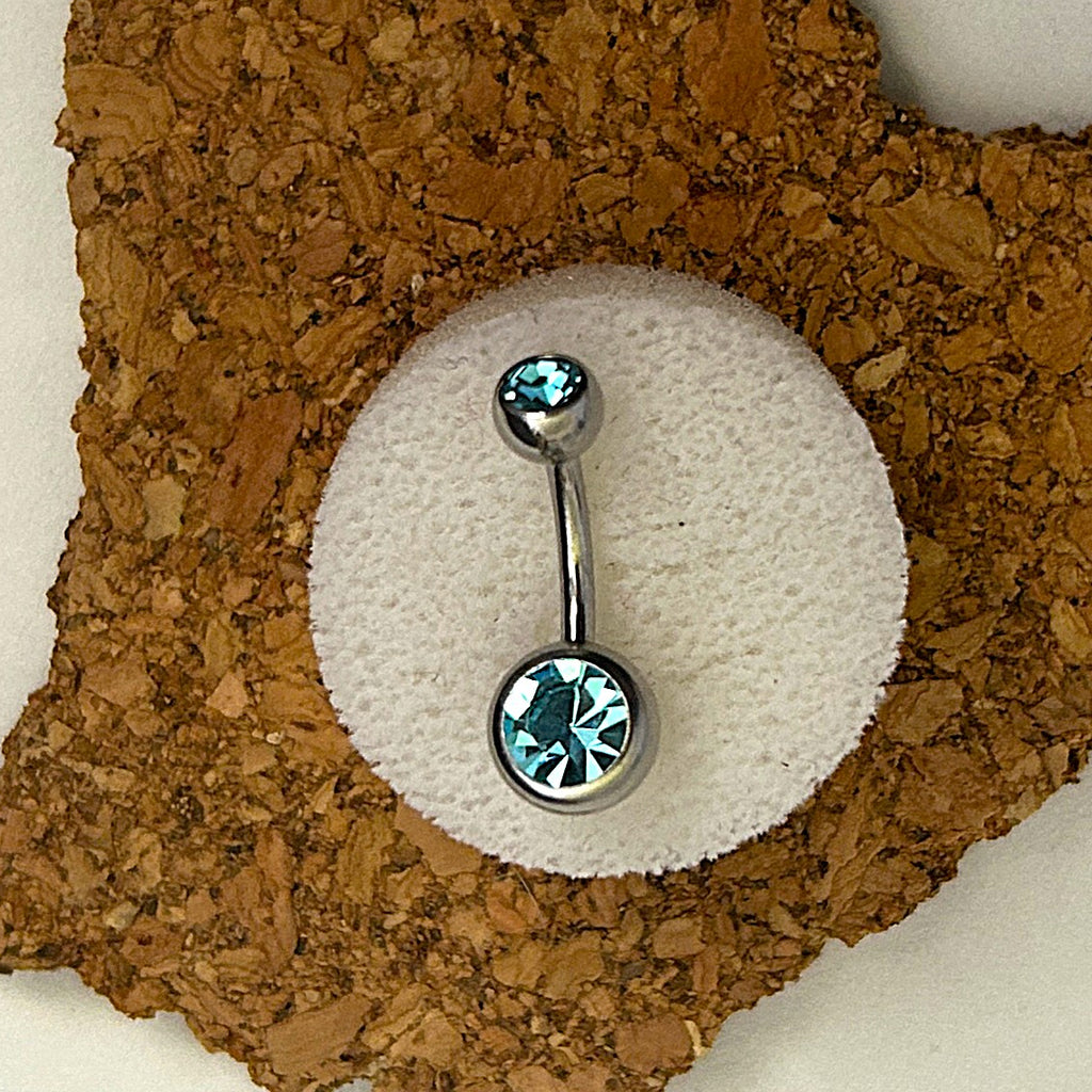 Light Blue Double Gem Belly Ring