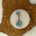 Light Blue Double Gem Belly Ring