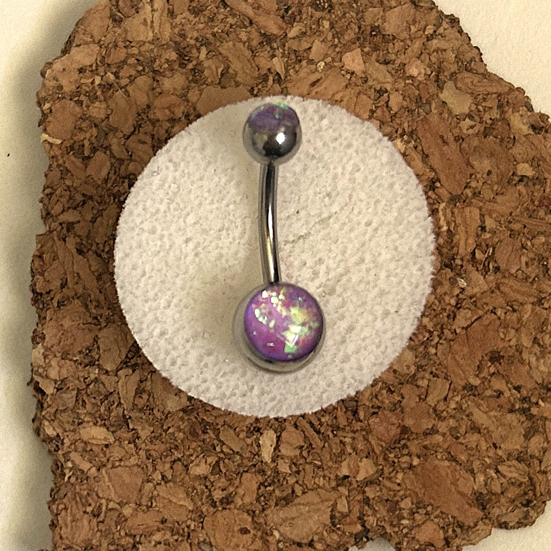 Purple Holographic Belly Ring