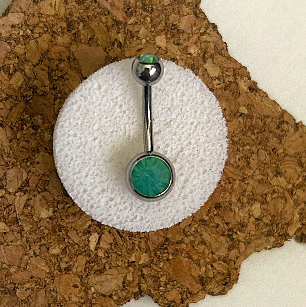 Steel Faceted Opal Belly Ring