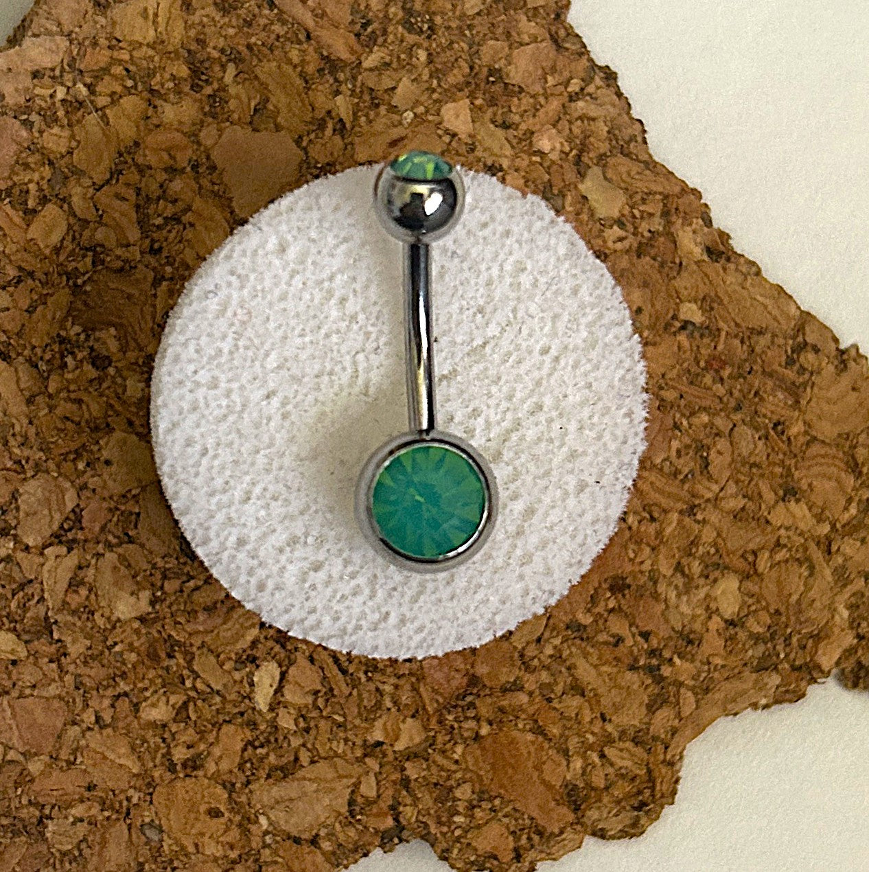 Steel Faceted Opal Belly Ring