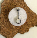 White Opal Faceted Belly Ring