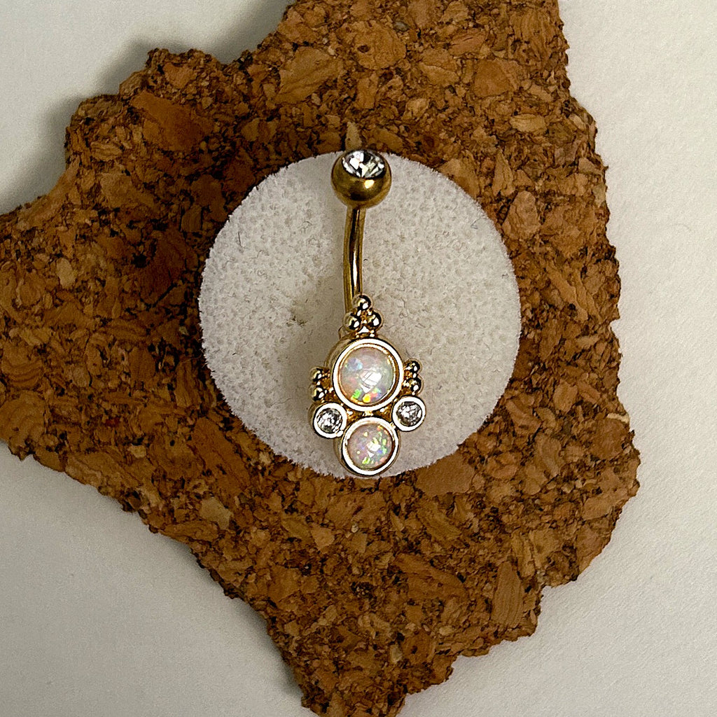 Steel & Gold Opal Bali Belly Ring