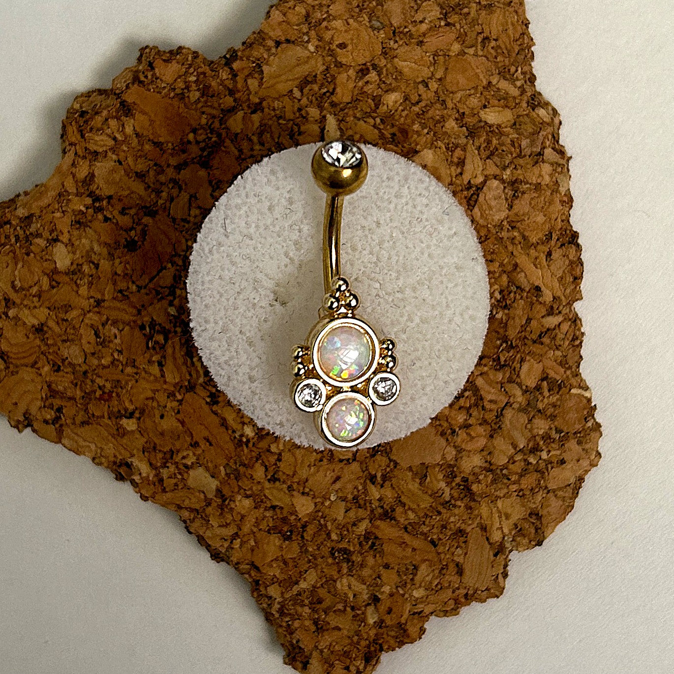 Steel & Gold Opal Bali Belly Ring