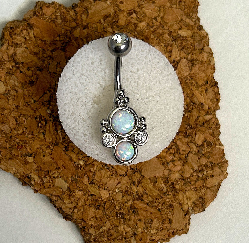 Steel & Gold Opal Bali Belly Ring