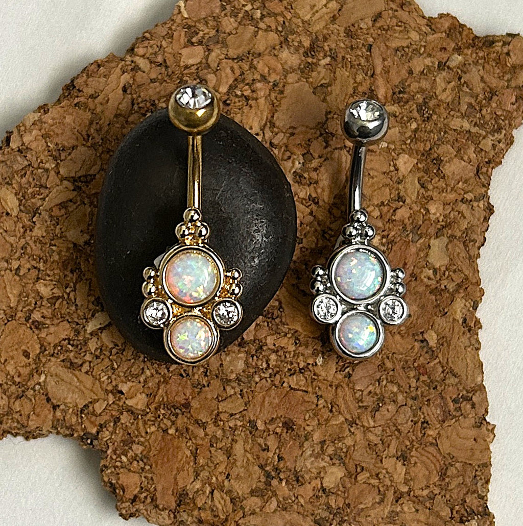 Steel & Gold Opal Bali Belly Ring