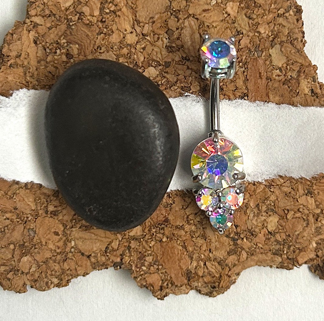 Steel AB Lavish Crystal Belly Ring