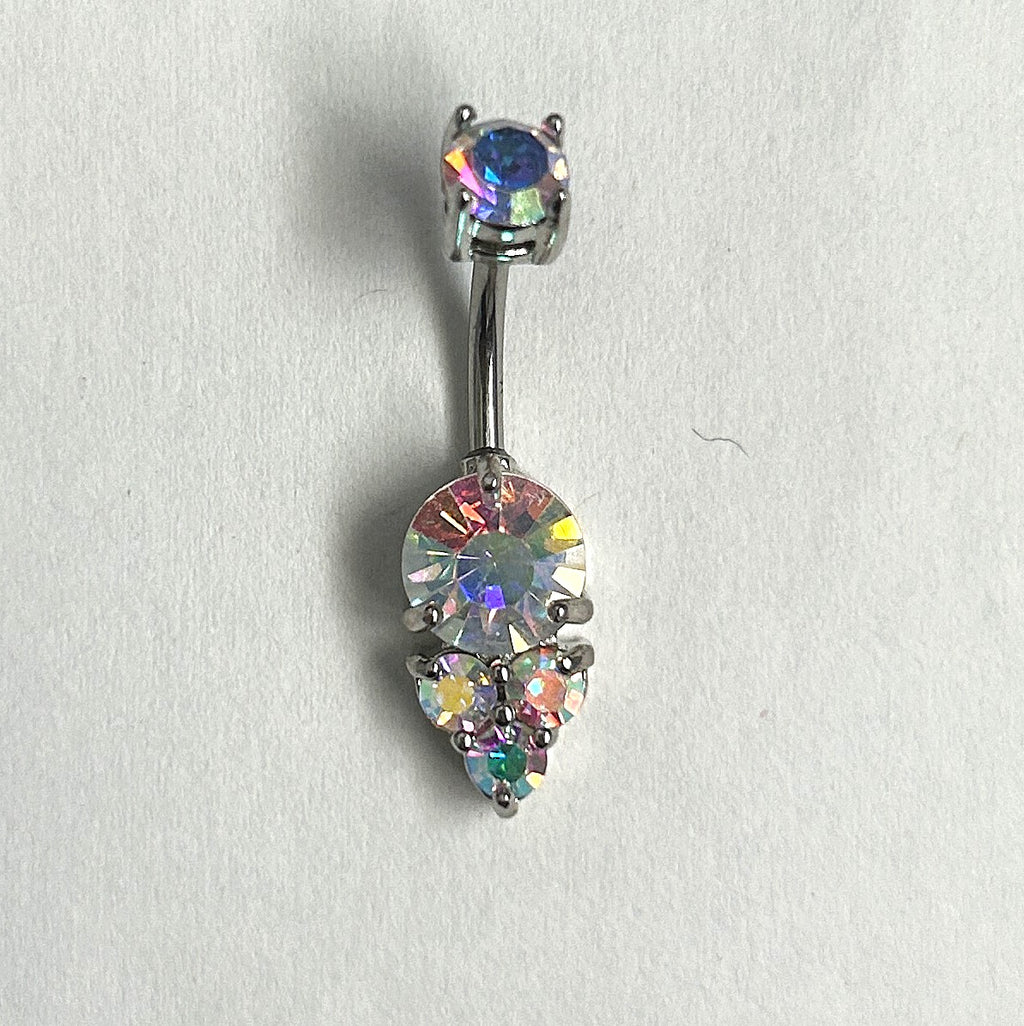 Steel AB Lavish Crystal Belly Ring