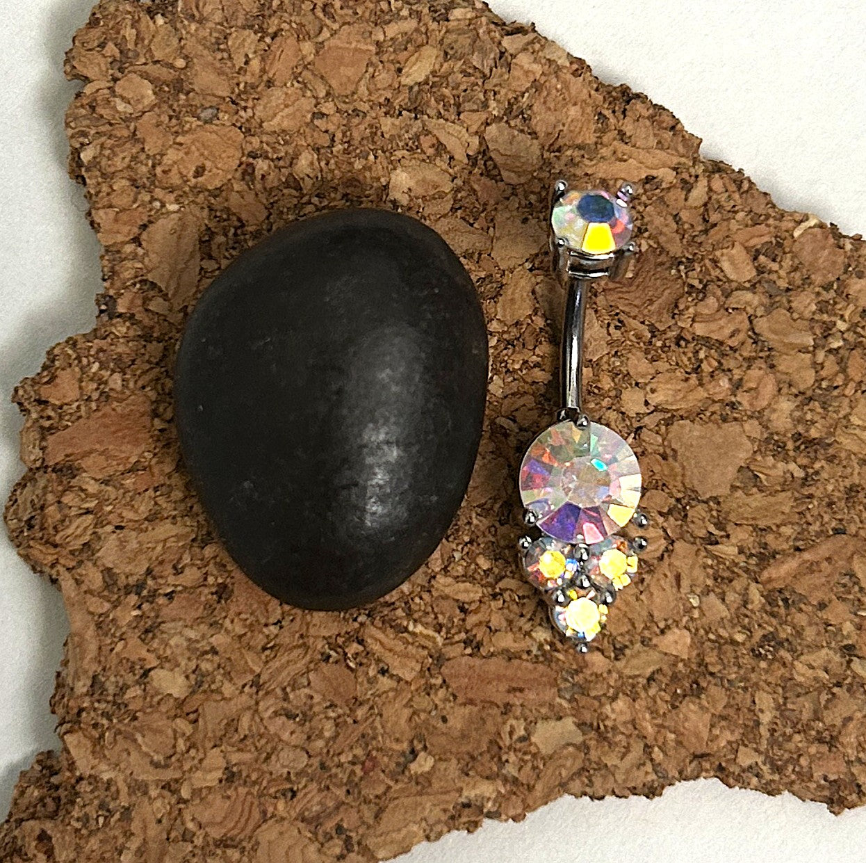 Steel AB Lavish Crystal Belly Ring