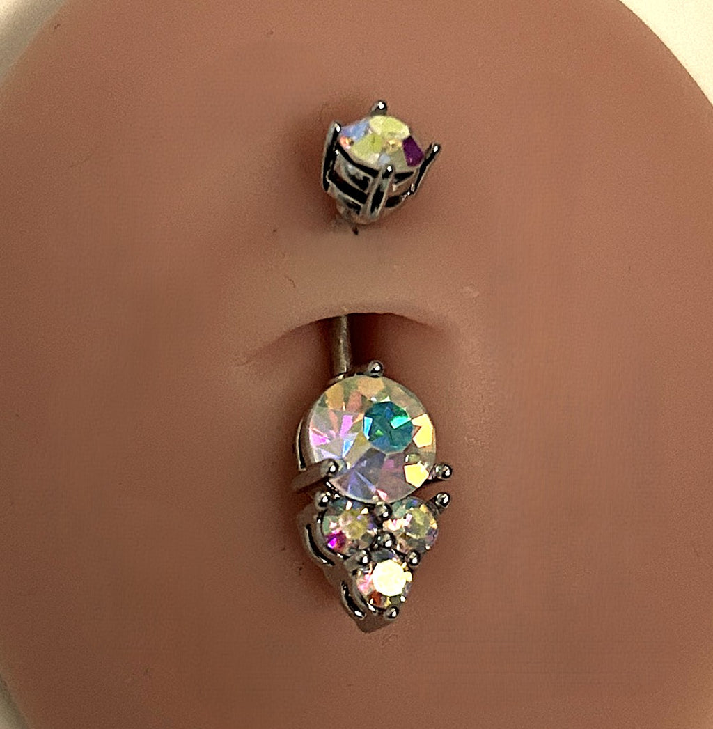Steel AB Lavish Crystal Belly Ring