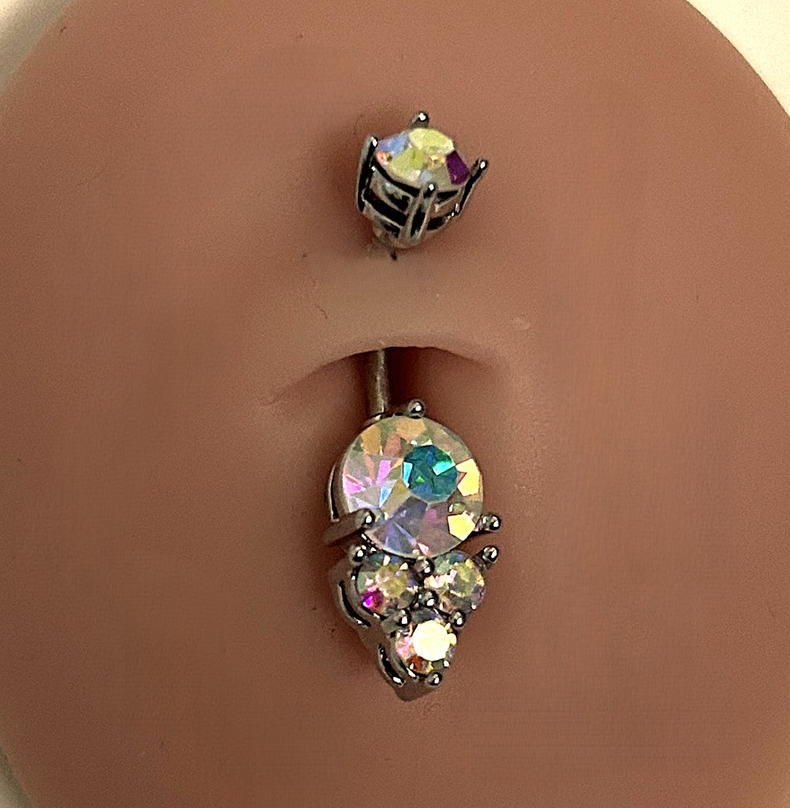 Steel AB Lavish Crystal Belly Ring