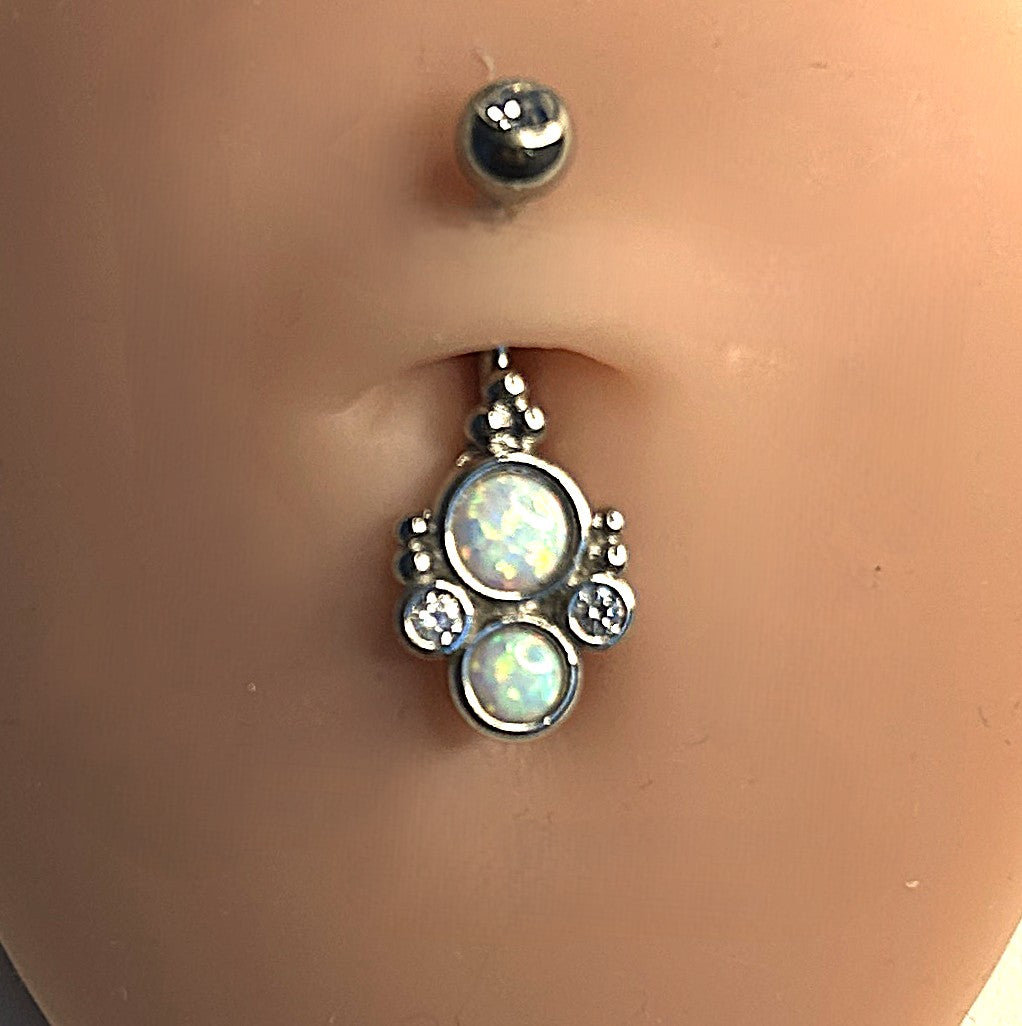Steel & Gold Opal Bali Belly Ring