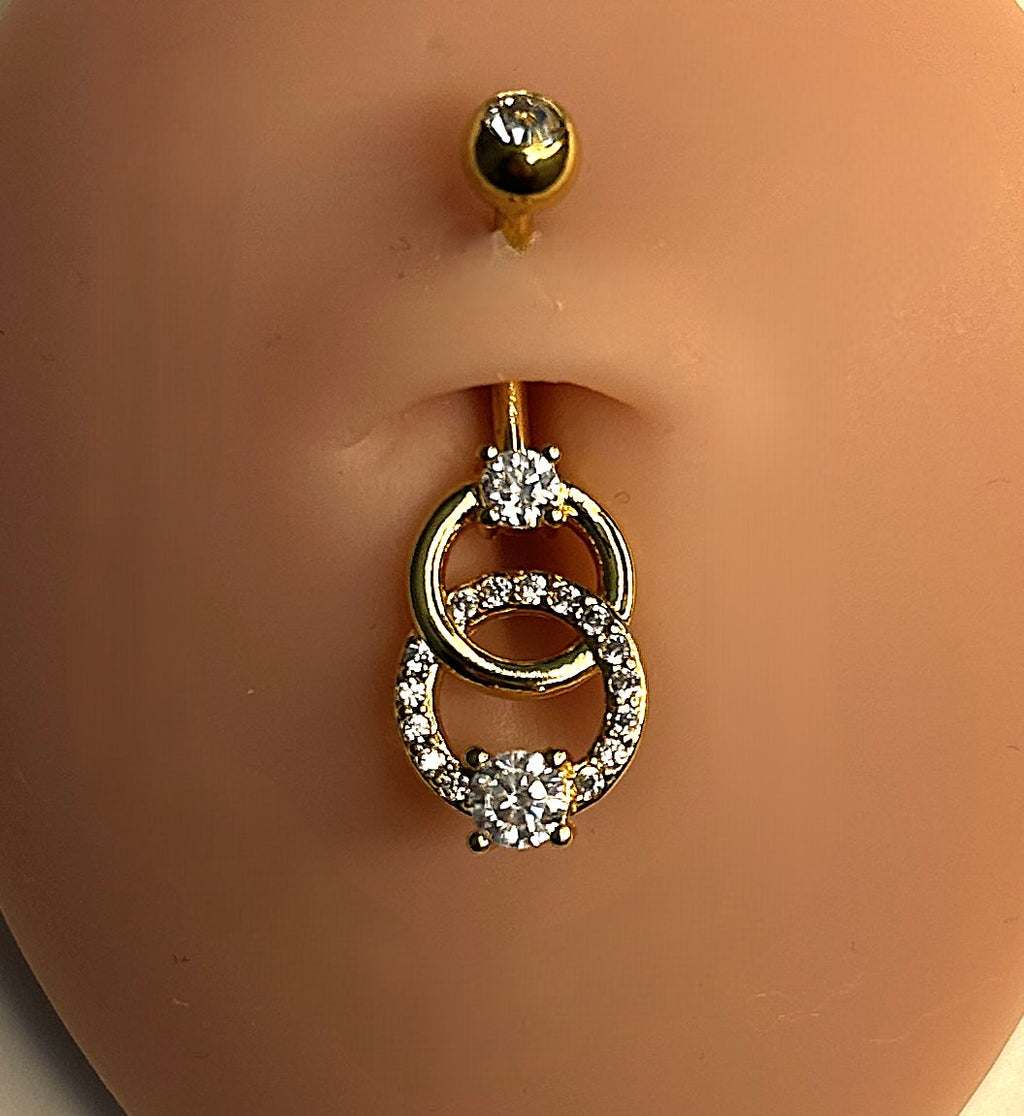 Gold Steel Entwined Ring Belly Ring