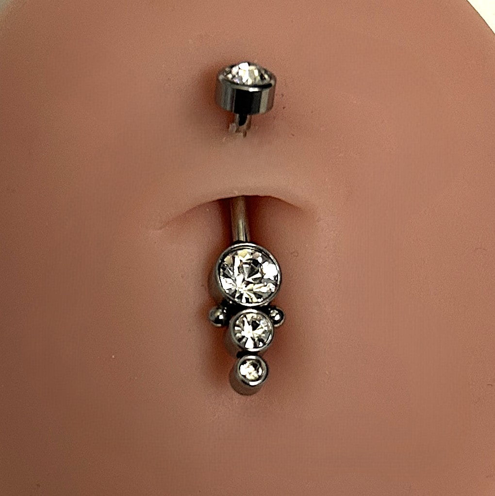 Steel & Black Graduated Drape Belly Ring