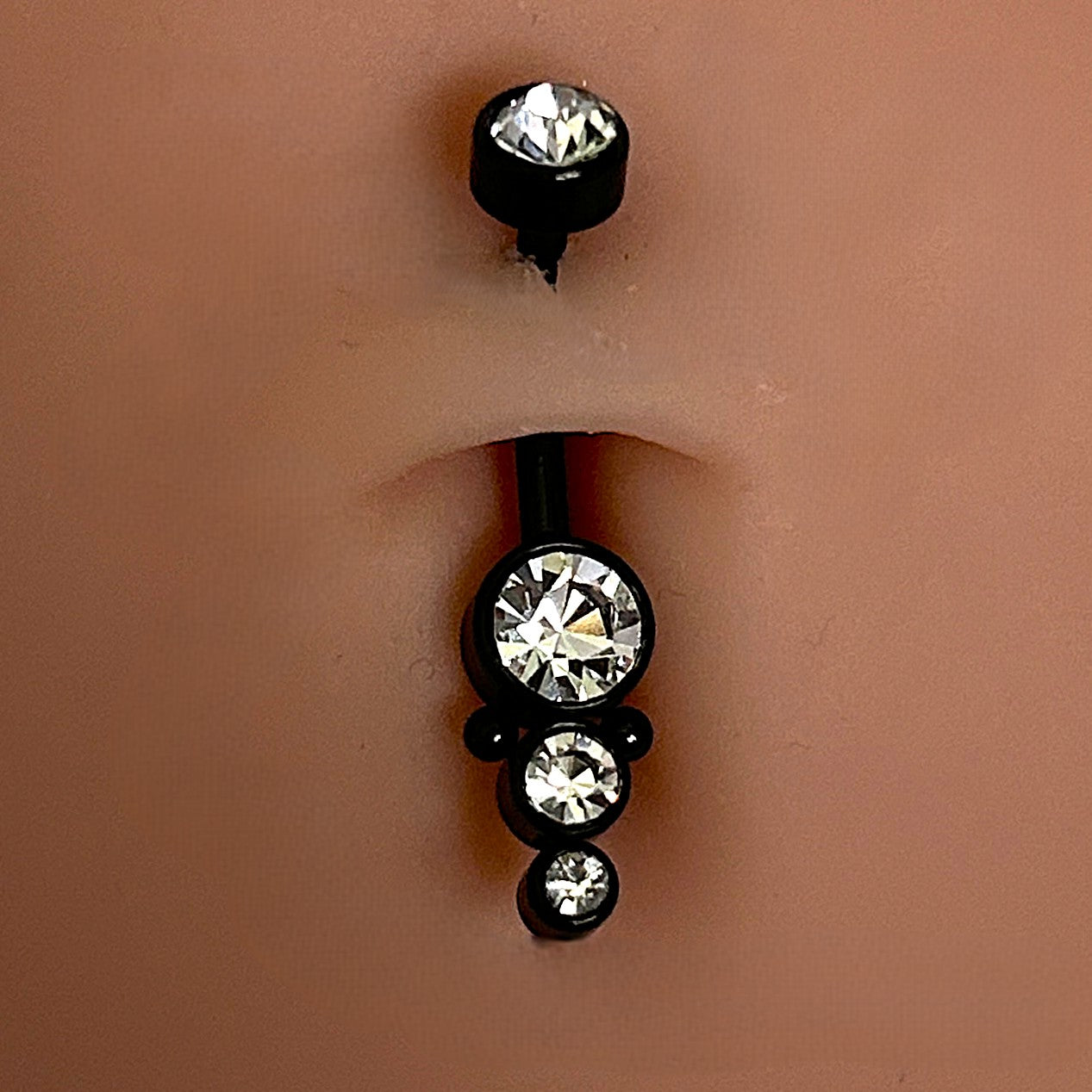 Steel & Black Graduated Drape Belly Ring
