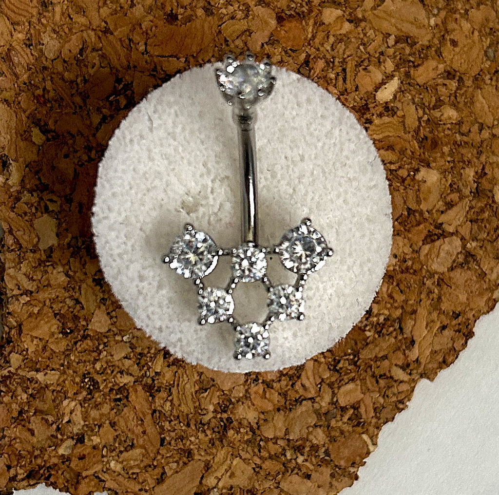 Steel Crystal Lattice Belly Ring