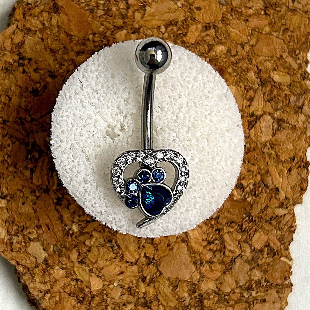 Steel Paw Heart Belly Ring