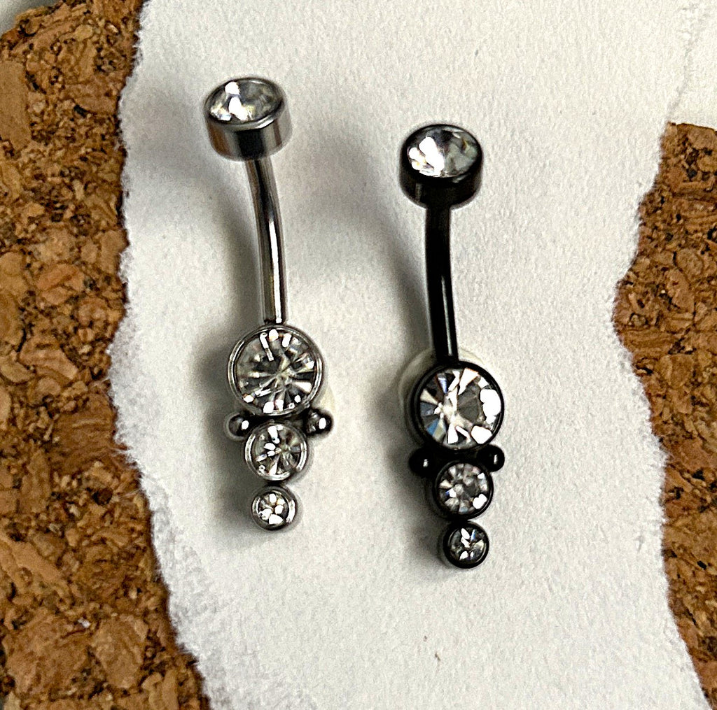 Steel & Black Graduated Drape Belly Ring