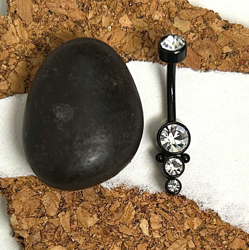 Steel & Black Graduated Drape Belly Ring