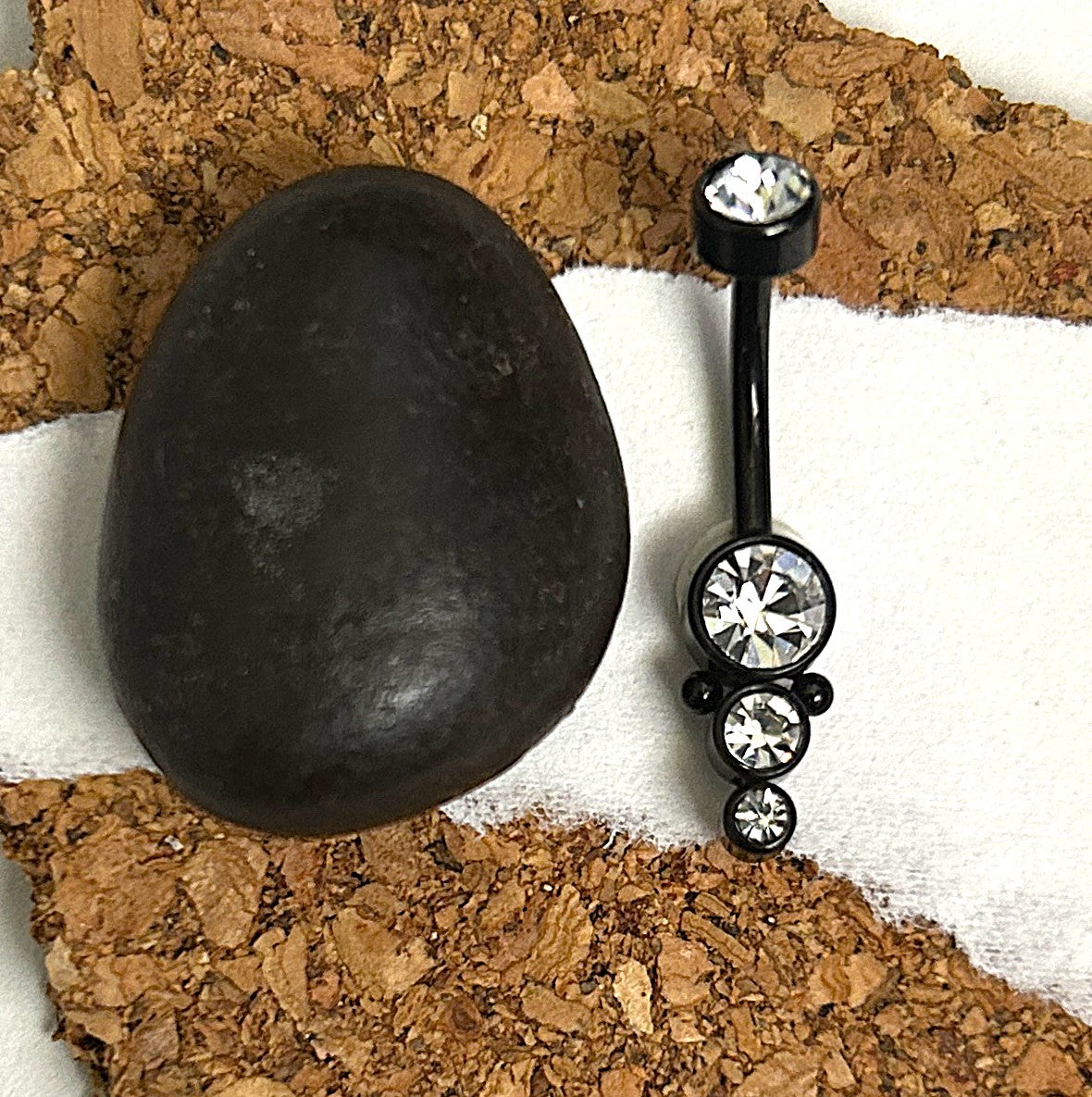 Steel & Black Graduated Drape Belly Ring