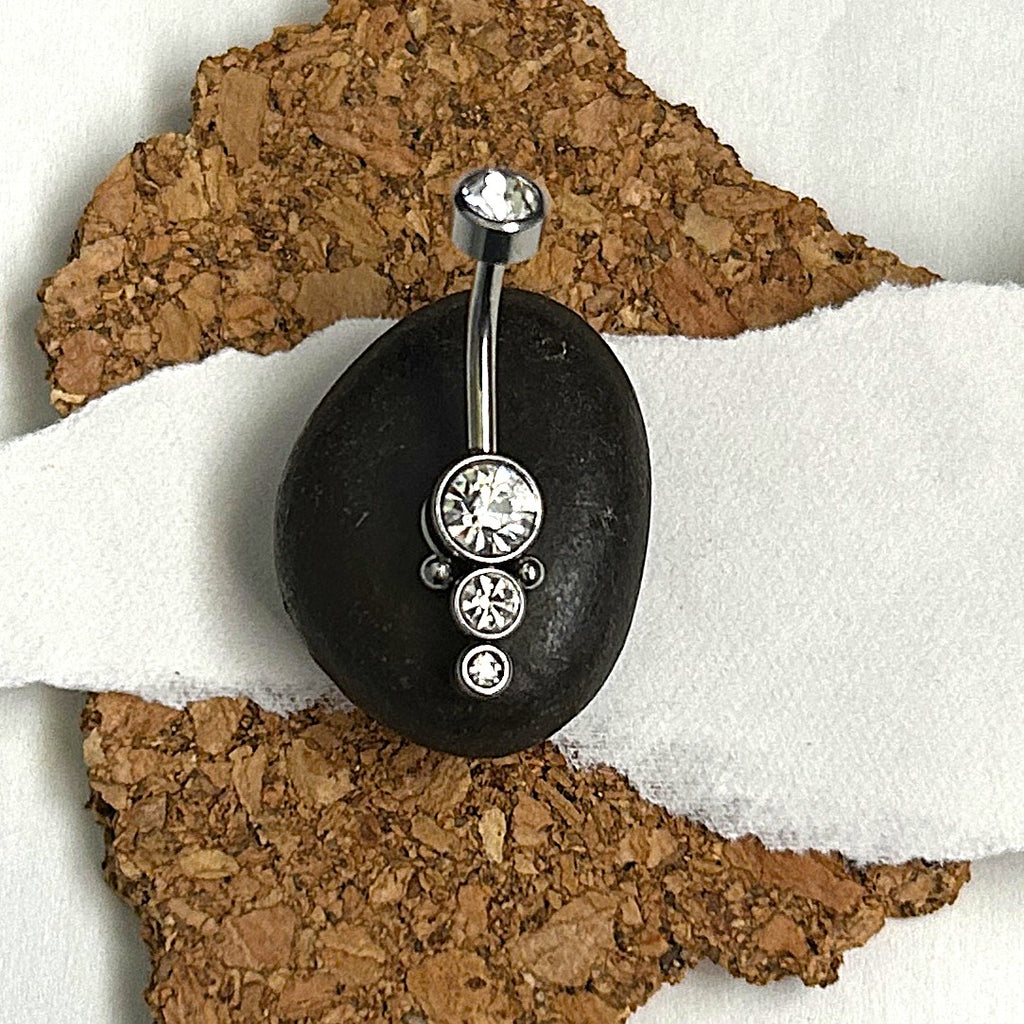 Steel & Black Graduated Drape Belly Ring