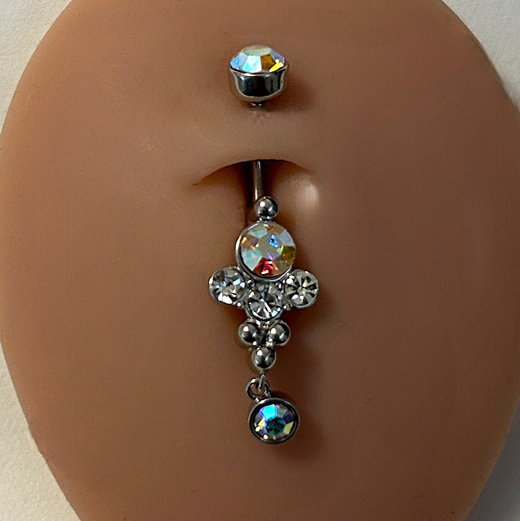 Steel AB Cascade Dangle Belly Ring