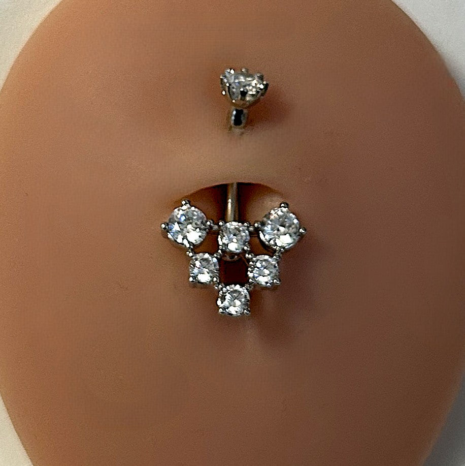 Steel Crystal Lattice Belly Ring