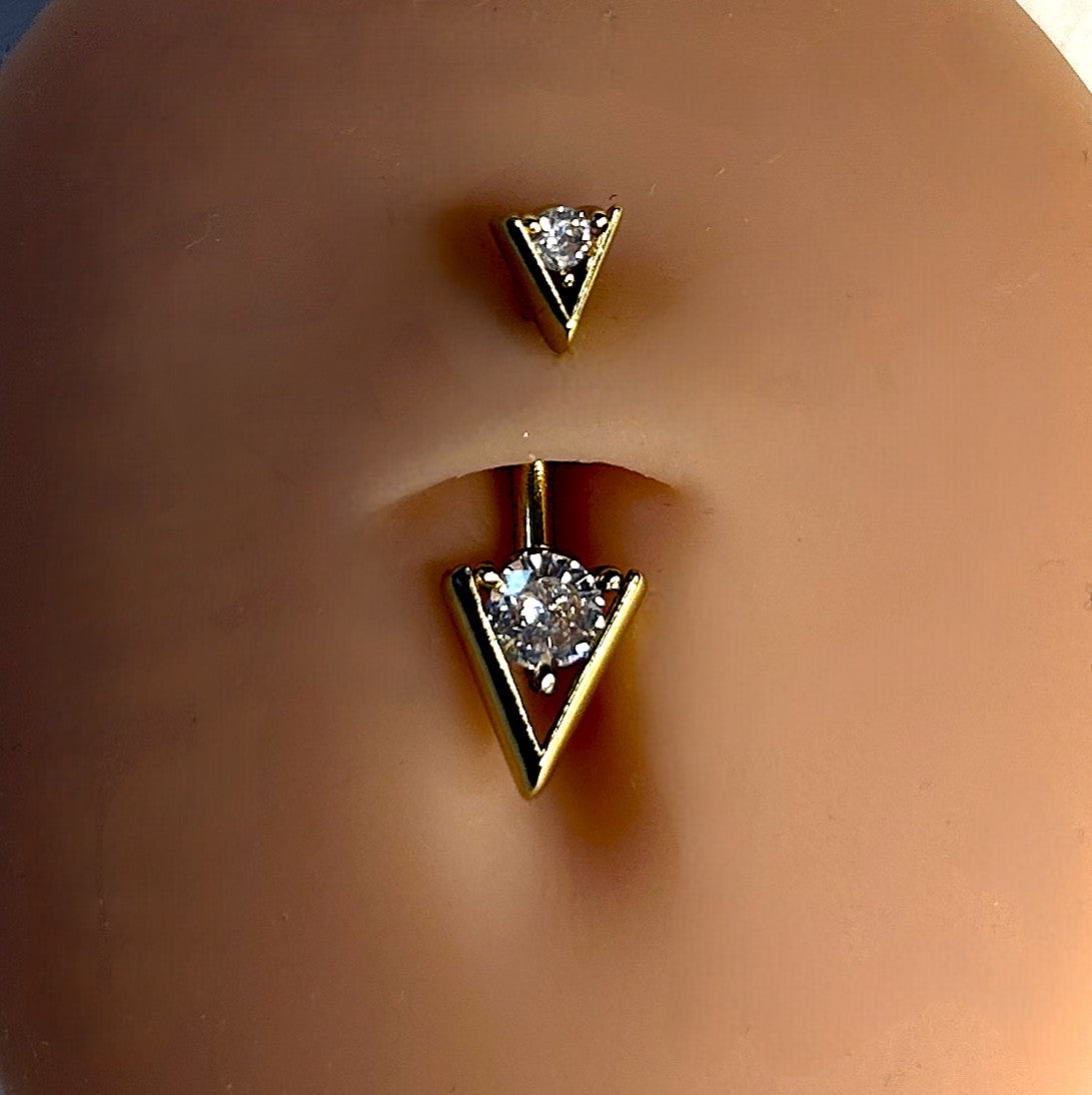 Gold Steel Apex Gem Belly Ring