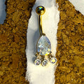 Steel & Gold Teardrop Dangle Belly Ring